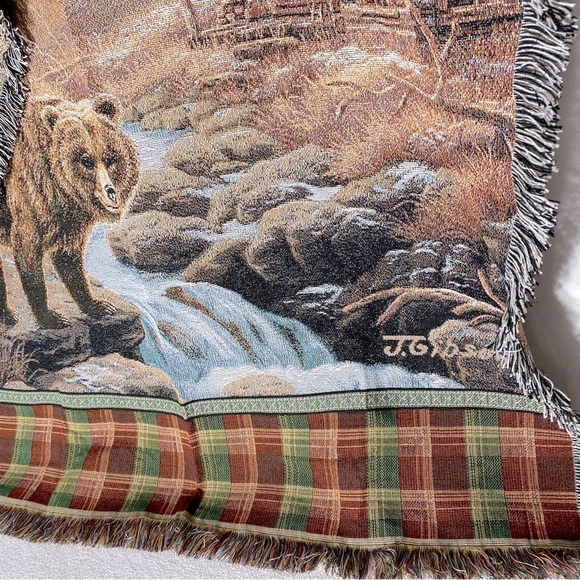 Vintage Mohawk Home Bear Tapestry Throw Blanket W Fringe - Picture 14 of 15
